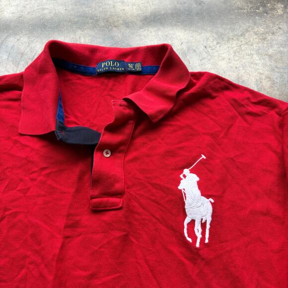 Cool Vintage Style Red Big Logo Polo‎ Shirt - Picture 3 of 5